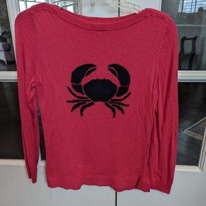 Talbots Petites Hot Pink Navy Crab Sweater MP
